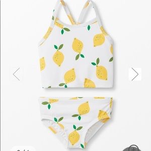 Hanna Andersson Sunblock Tankini Lemons Print White & Yellow New With Tags